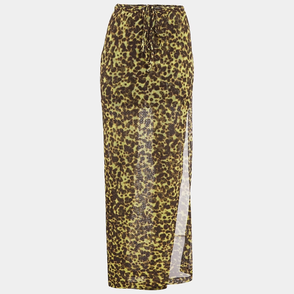 VersaceVersace Le Bonitas Yellow Leopard Print Mesh Cover-Up Set L